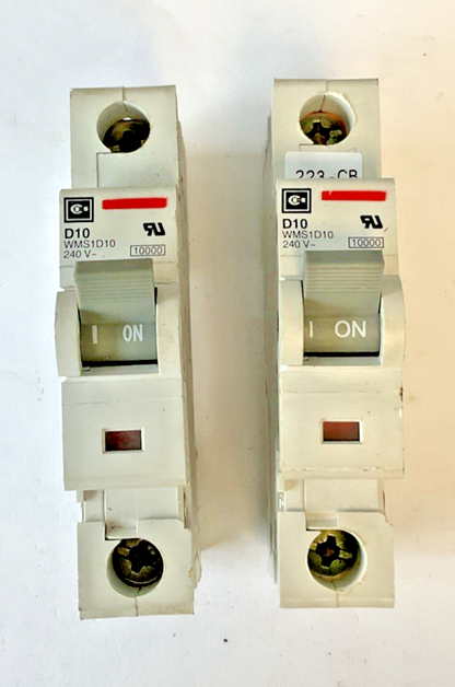 CUTLER HAMMER WMS1D10 CIRCUIT BREAKER 240VAC D10 ***LOTOF2***0
