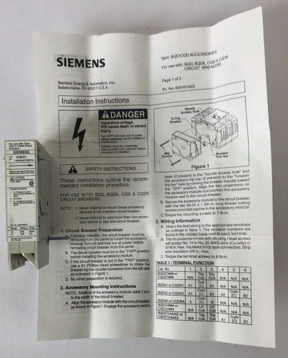 SIEMENS CQDA1 AUXILIARY SWITCH 250 VDC 60HZ 15 AMP (LOT OF 10)0