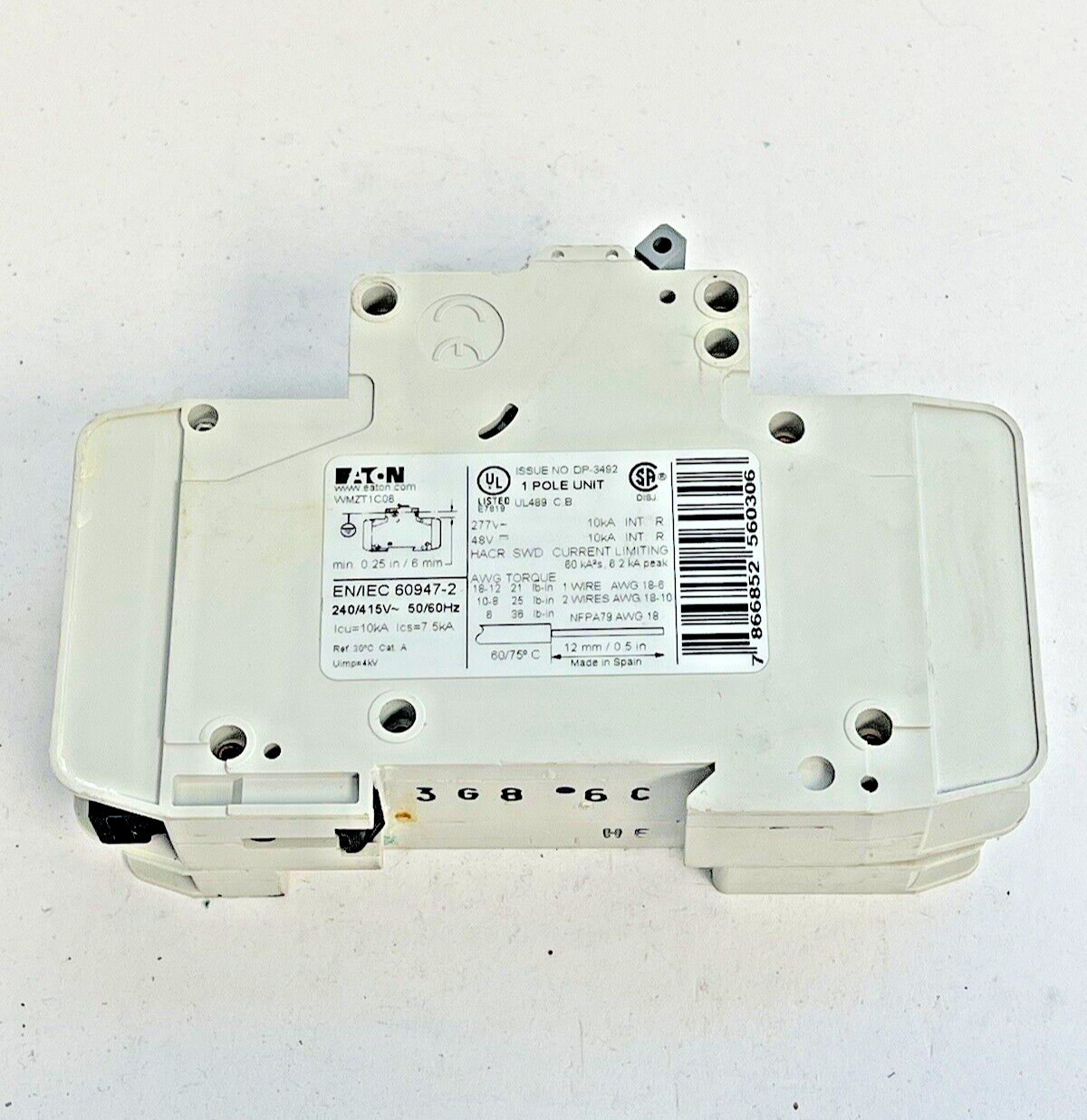 EATON - WMZT1C06 - CIRCUIT BREAKER -1 POLE,6A,277V & EATON - WMTZTAUX - CONTACT3