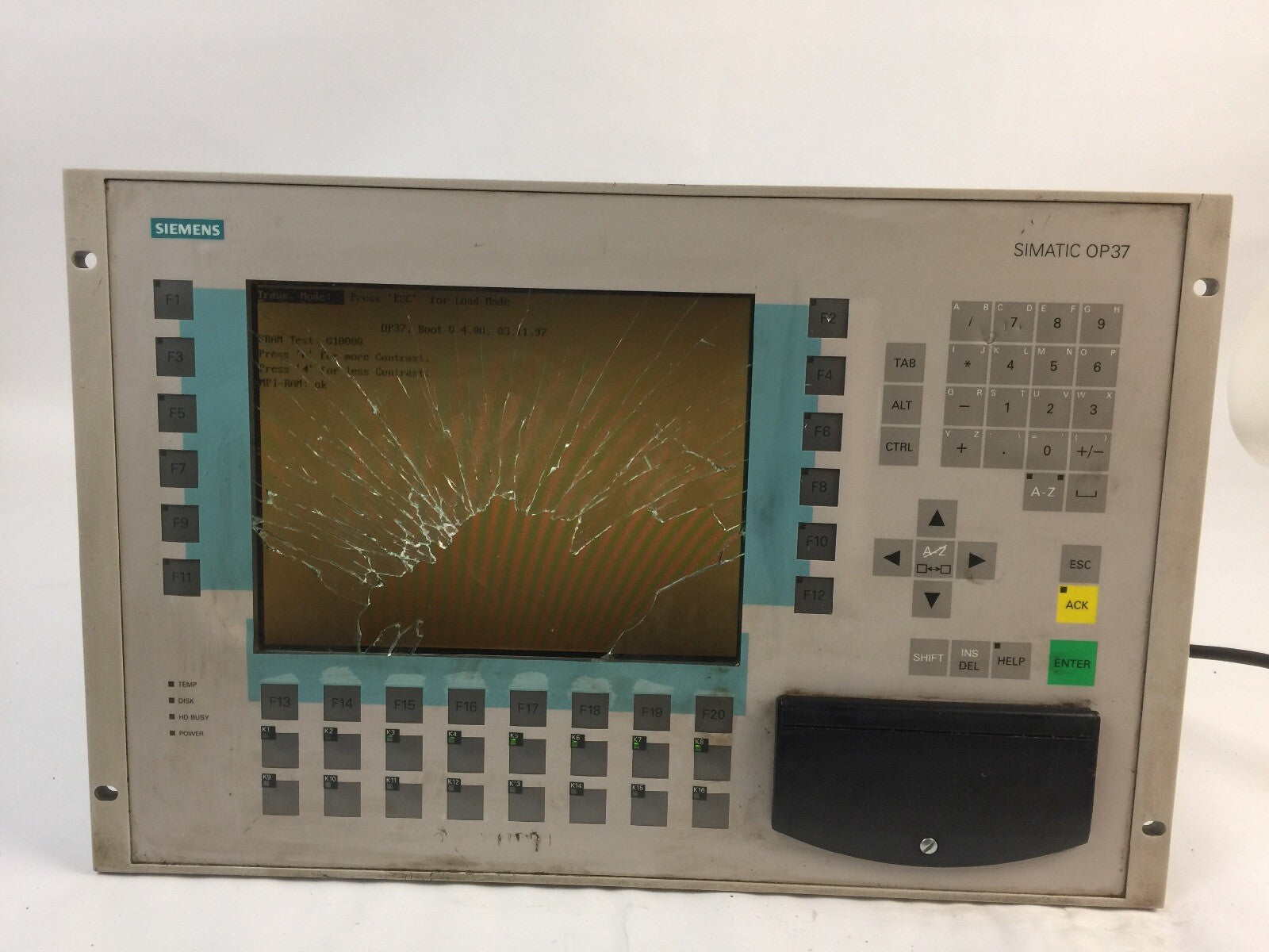 SIEMENS 6AV3637-1ML00-0FX0 CONTROL PANEL 24VDC SIMATIC OP370