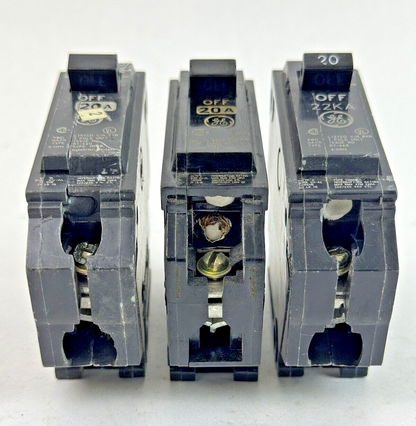 GE *LOT OF 3* - THQB120 - CIRCUIT BREAKERS - 1 POLE, 20 A, 240 VAC, TYPE THQB2