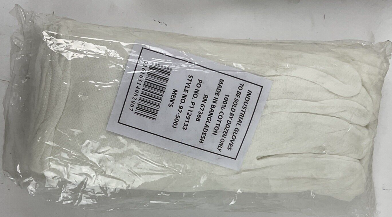 MSC WHITE COTTON INSPECTION GLOVES. PACKS OF 12 ***LOTOF7***3