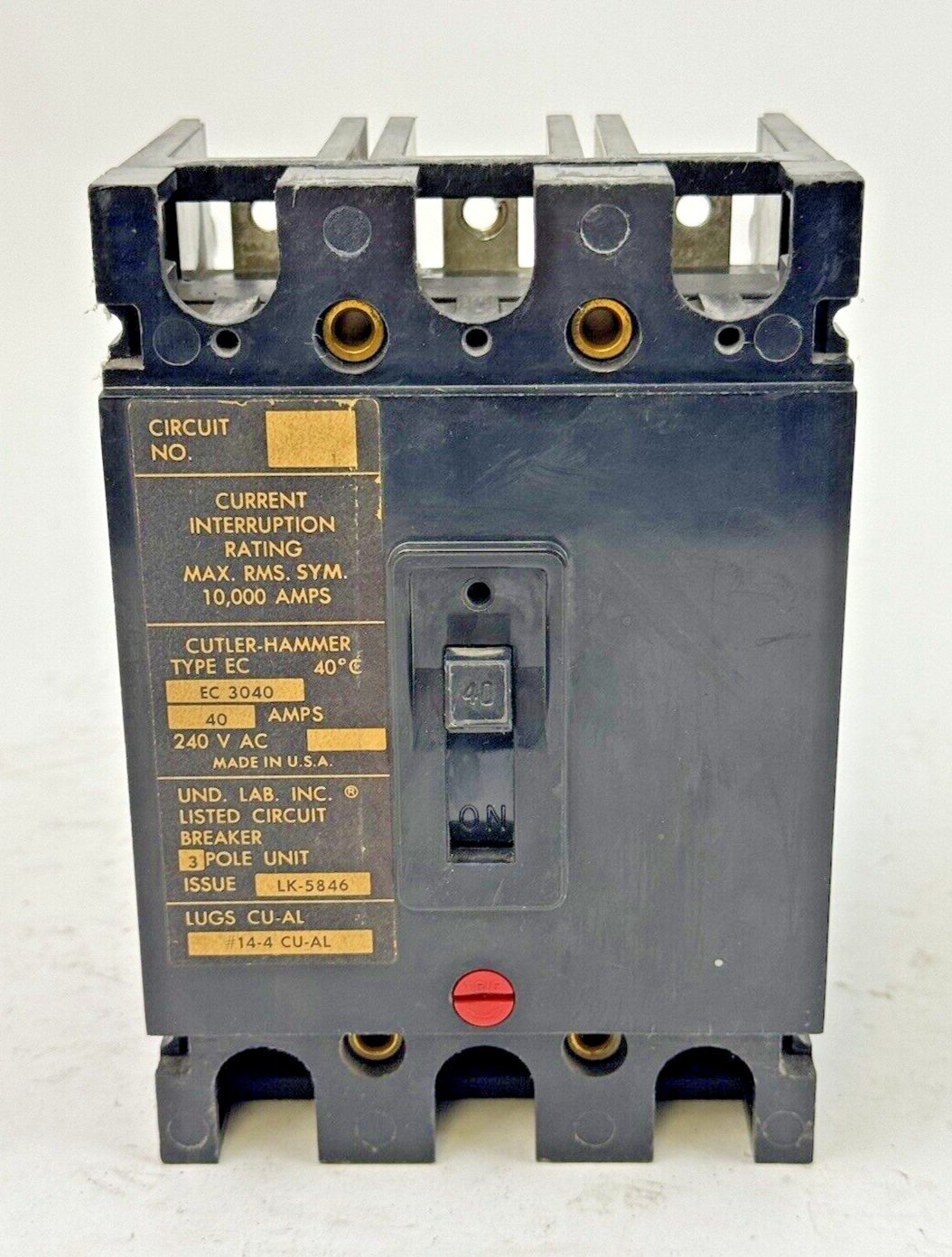 CUTLER-HAMMER / EATON - EC3040 - CIRCUIT BREAKER - 40A/ 240 VAC/ 3 POLE1