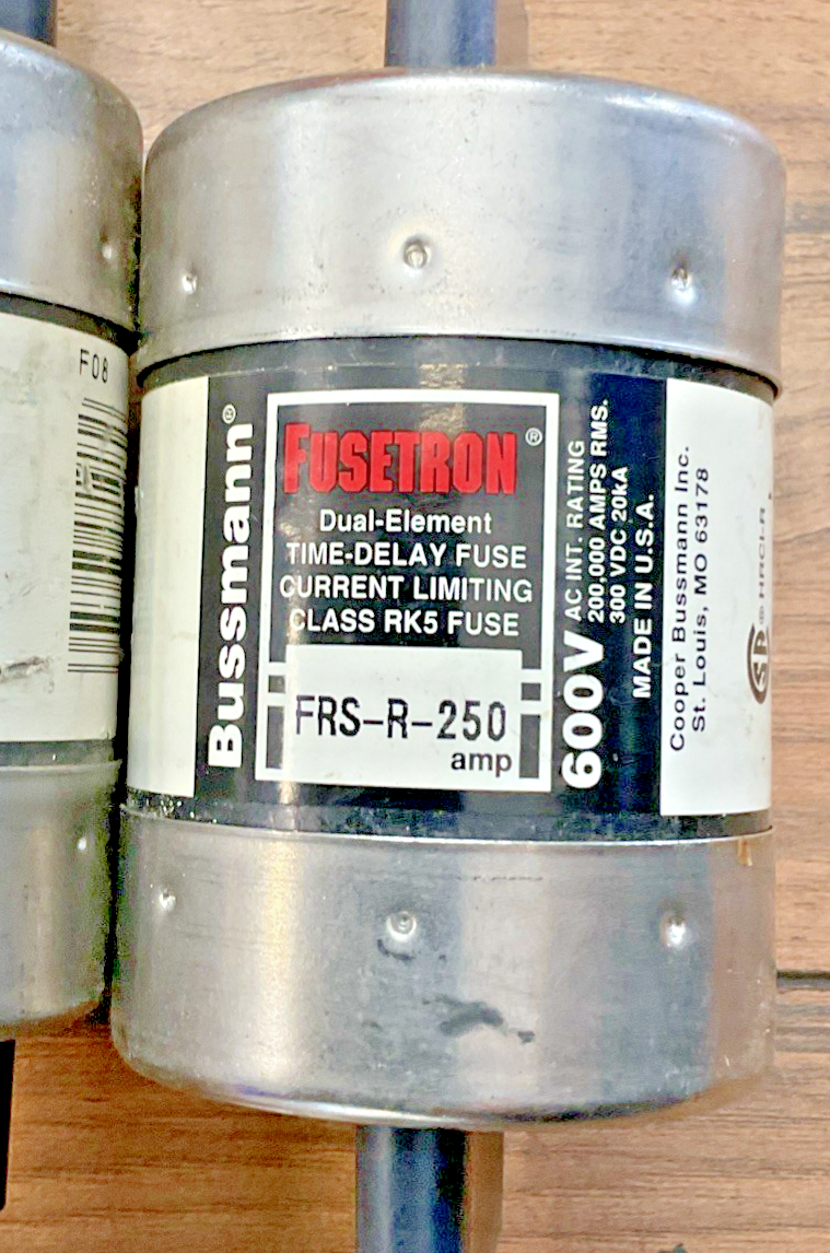 BUSSMANN FUSETRON FRS-R-250 FUSE 600VAC 300VDC RK5 ***LOTOF5***2
