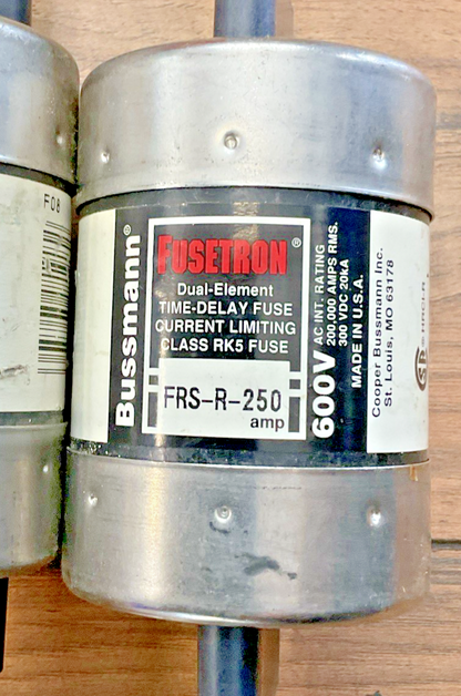 BUSSMANN FUSETRON FRS-R-250 FUSE 600VAC 300VDC RK5 ***LOTOF5***2