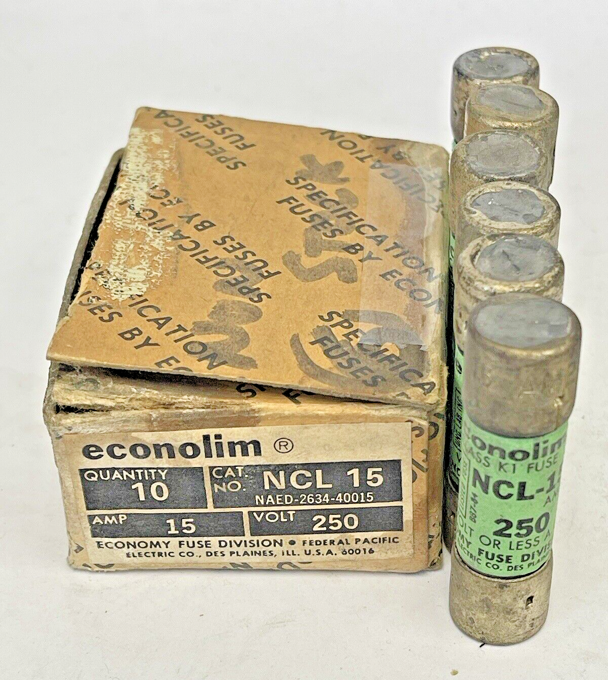 ECONOLIM *BOX OF 6* - NCL 15 - 15 AMP, 250 VAC, CURRENT-LIMITING CLASS RK1 FUSE0