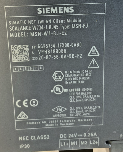 SIEMENS 734-1FX00-0AB0 SCALANCE MODULE W700 24VDC 0.25A2