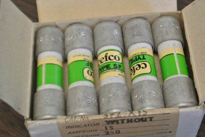 BOX of 10 / CEFCO SF25X15 RECTIFIER FUSE / 15A / 250V / NEW SURPLUS0