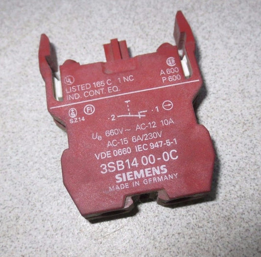 SIEMENS 3SB1400-0C PUSH BUTTON CONTACT BLOCK - USED0