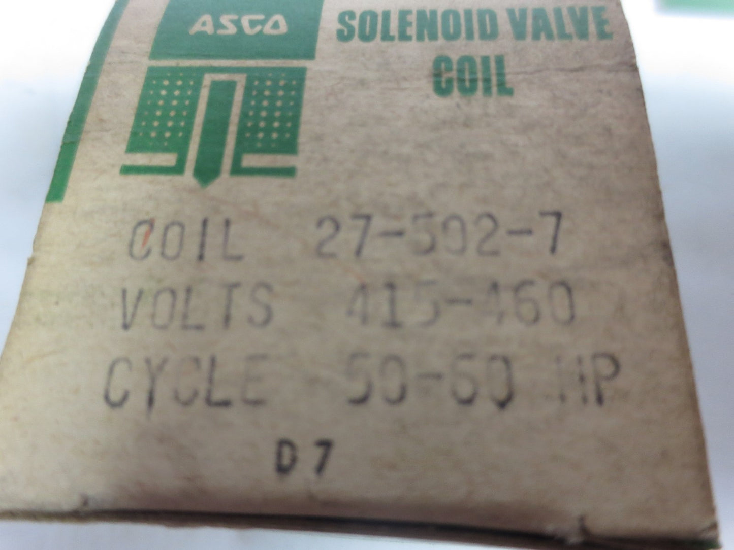 ASCO 27-502-7 SOLENOID VALVE COIL 415-460V / 50-60Hz - NEW SURPLUS1