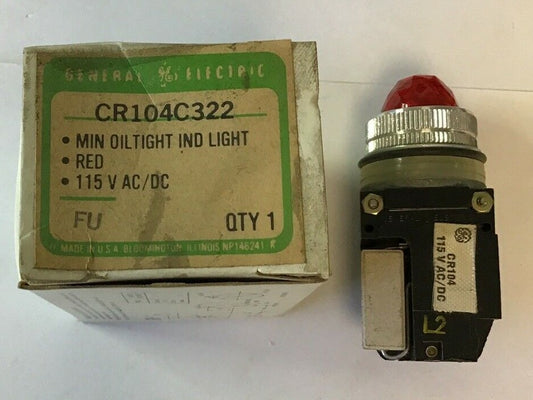 GENERAL ELECTRIC CR104C322 OILTIGHT INDICATOR LIGHT RED 115V AC/DC 0