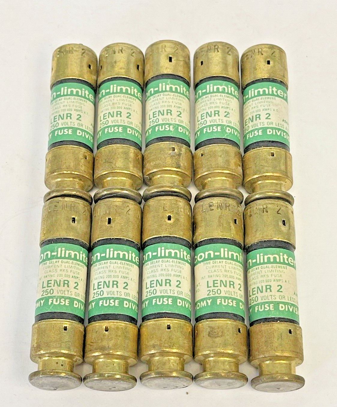 ECONOMY - *BOX OF 10* - LENR 2 - 2 AMP, 250 VAC - ECON-LIMITER, TIME-DELAY, D.E.2