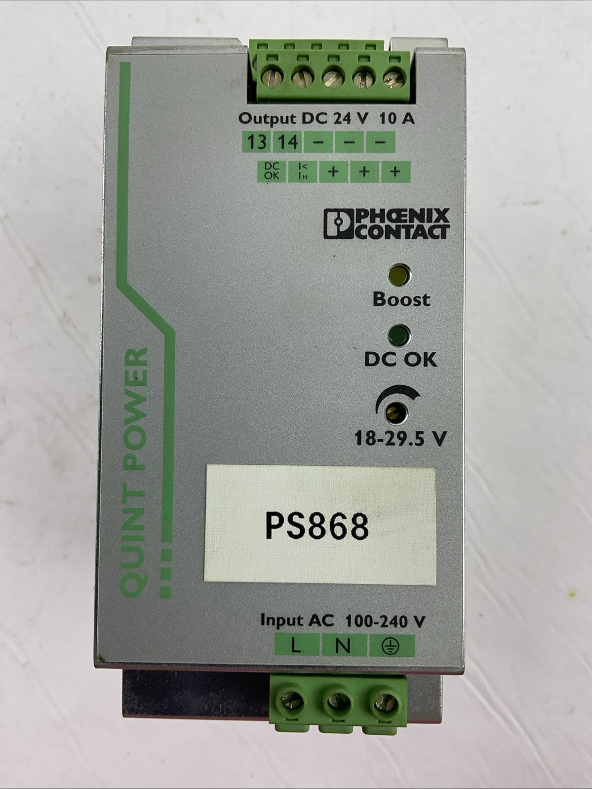 PHOENIX CONTACT QUINT-PS/1AC/24DC/10 POWER SUPPLY OUTPUT 24VDC 10A INPUT0
