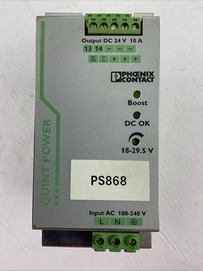 PHOENIX CONTACT QUINT-PS/1AC/24DC/10 POWER SUPPLY OUTPUT 24VDC 10A INPUT0