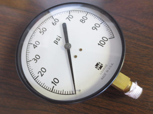 USG 158253 0-100 PSI GAUGE 4-1/2" DIAL - 1/4" ANPT LM - NEW SURPLUS - 1X7300