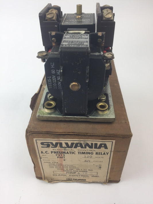 SYLVANIA 713UPA76 A.C. PNEUMATIC TIMING RELAY 10A 600VAC COIL 110-120V 60HZ0