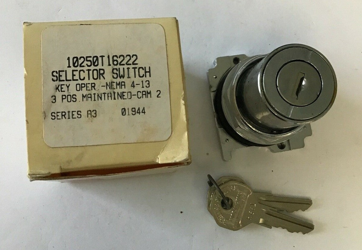 CUTLER HAMMER 10250T16222 KEYED SELECTOR SWITCH 3POS SER.A3 0