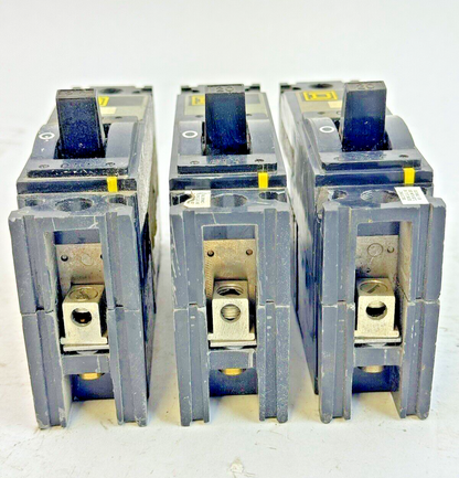 SQUARE D **LOT OF 3** FAL14020 - CIRCUIT BREAKERS - 1 POLE/ 20A/ 120 VAC 120 VDC2