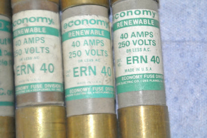 MIXED LOT of 9 RENEWABLE FUSES / 40A / 250V / GOULD-SHAWMUT, ECONOMY 1
