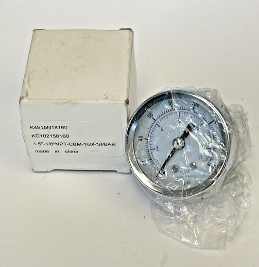 PARKER - K4515N18160 - PRESSURE GAUGE - 1.5" DIAMETER, 1/8" NPT-CBM, 0-160 PSI0