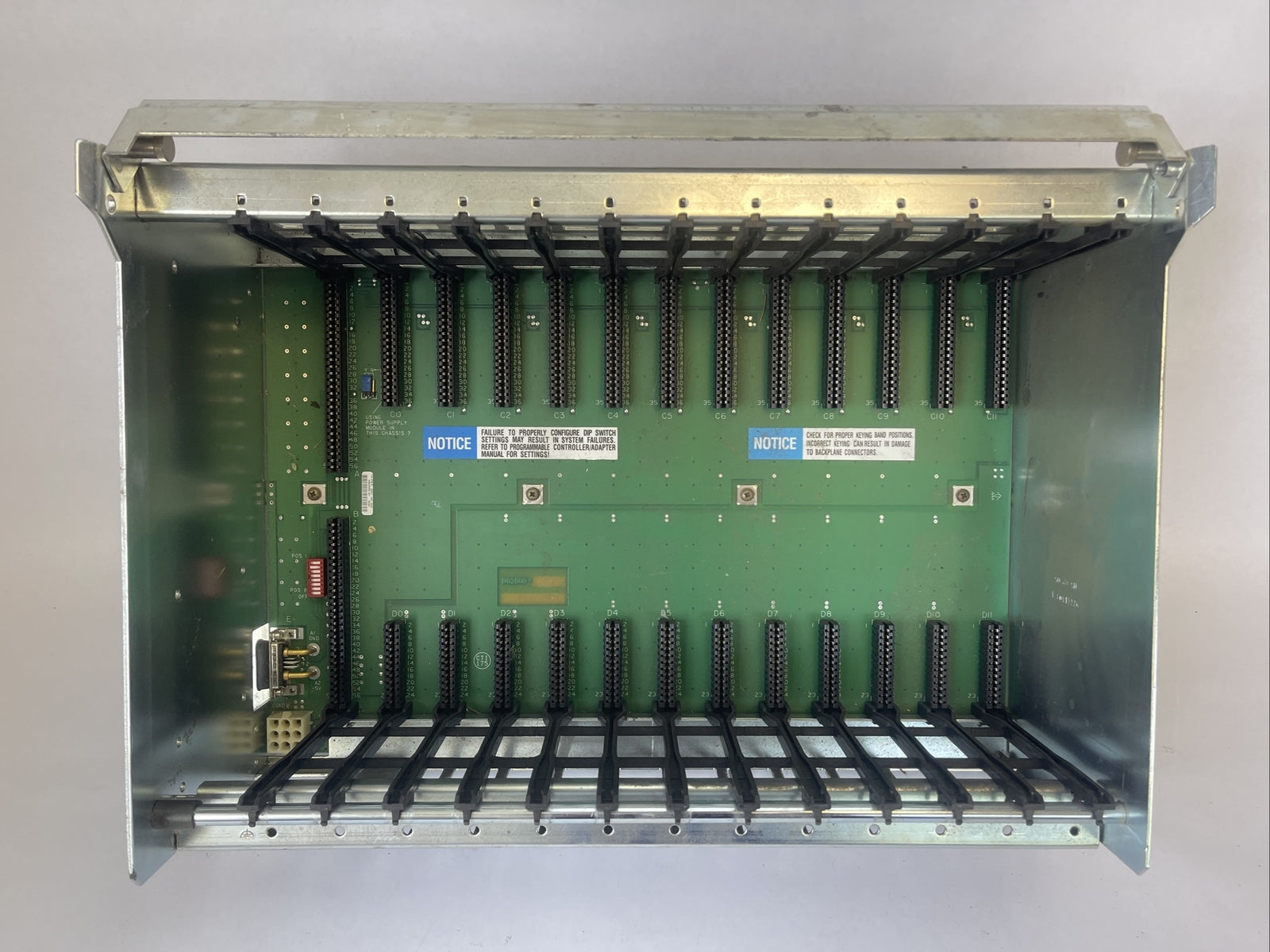 ALLEN BRADLEY 1771-A3B1 12 SLOT I/O CHASIS RACK SER B REV N01 5V BACKPLANE 24AMP0