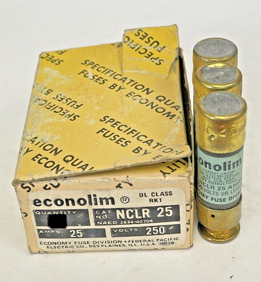 ECONOLIM *BOX OF 3* - NCLR 25 - 25 AMP, 250 VAC, CURRENT-LIMITING CLASS RK1 FUSE0