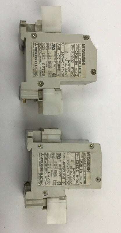 MITUBISHI CP30-BA 2AMP CIRCUIT PROTECTOR 2POLE 250VAC/125VDC (LOT OF 2)1