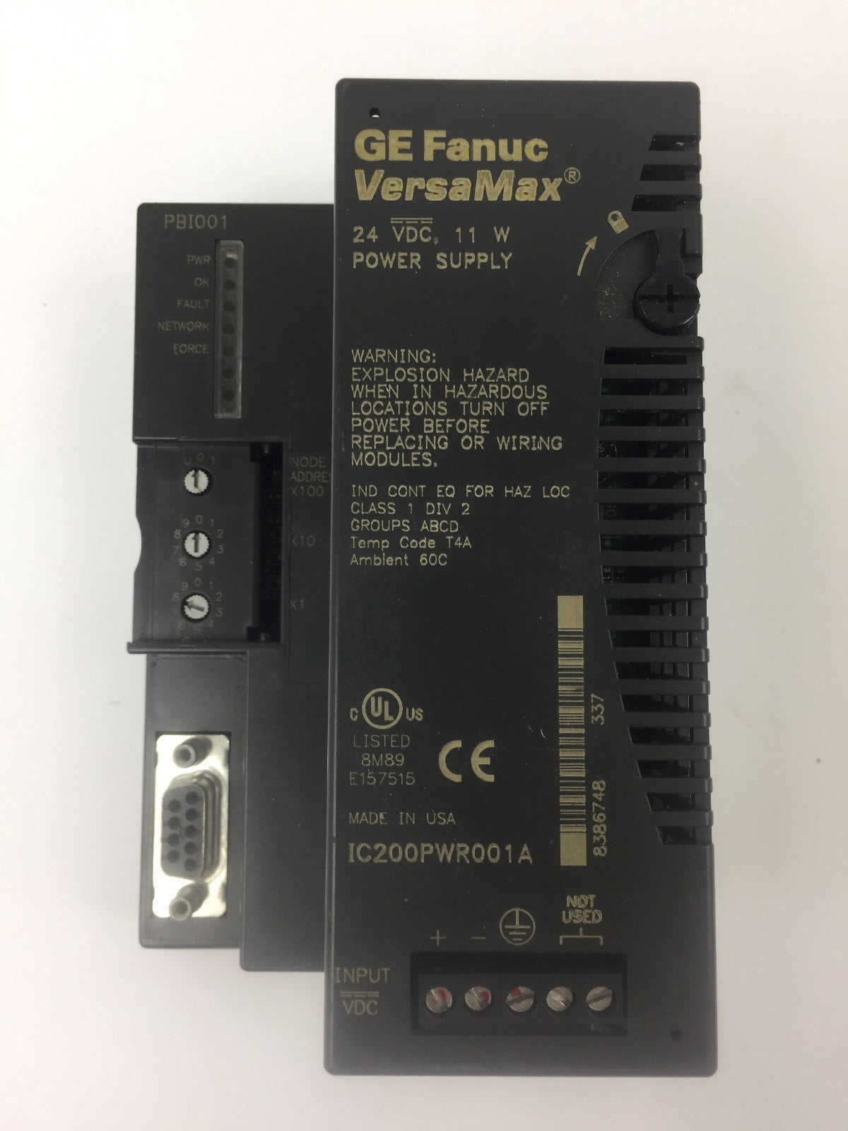 GE FANUC VERSA MAX IC200PWR001A PBI001 POWER SUPPLY 24 VDC 11 W 0