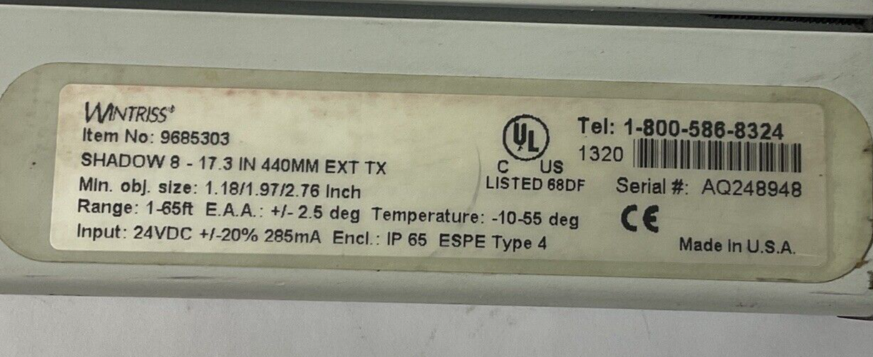 WINTRISS 9685303 EXTENSION TRANSMITTER SHADOW 8 24VDC 17.3IN 440MM 1-65FT3