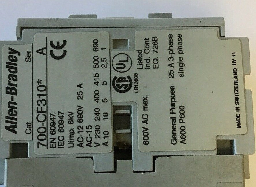 ALLEN BRADLEY 700-CF310* CONTROL RELAY 600VAC 25A2