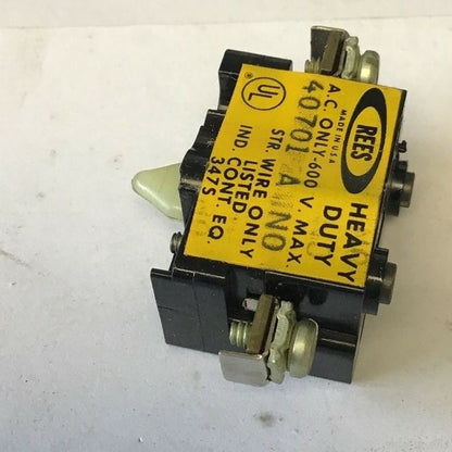 REES 40701 A NO AUXILIARY CONTACT 600VAC ***LOTOF4***6