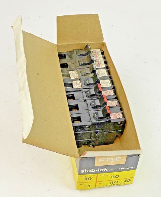 FEDERAL PACIFIC *BOX OF 7* STAB-LOK 30A, 1 POLE CIRCUIT BREAKERS0