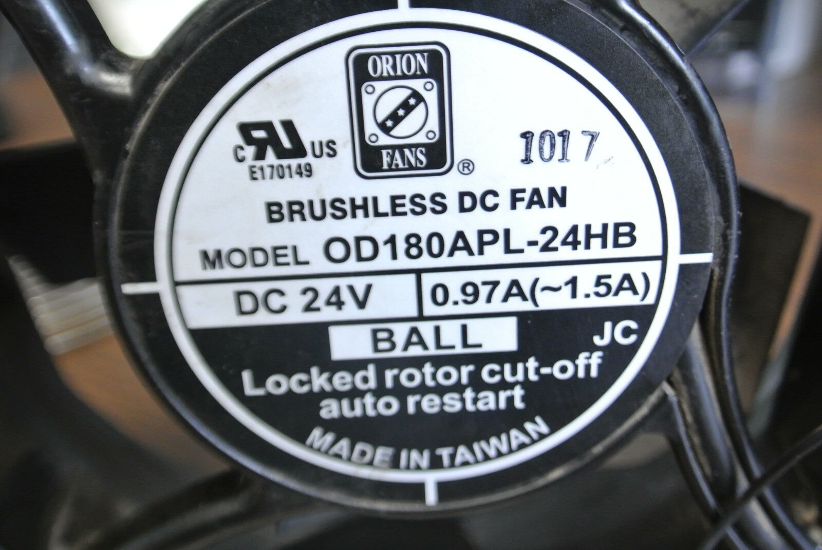 ORION FANS OD180APL-24HB / BRUSHLESS DC FAN / 24V / 0.97A (~1.5A) / 6"1