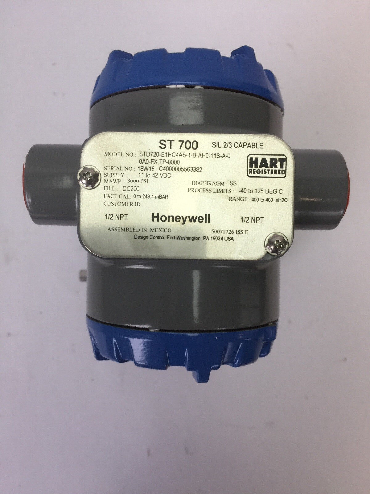 HONEYWELL STD720-E1HC4AS-1-B-AH0-11S-A-00A0-FX,TP-0000 STD700 DP TRANSMITTER 2