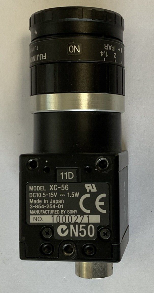 SONY XC-56 INDUSTRIAL CAMERA 15VDC W/FUJITRON HF12.5HA-1B LENS0