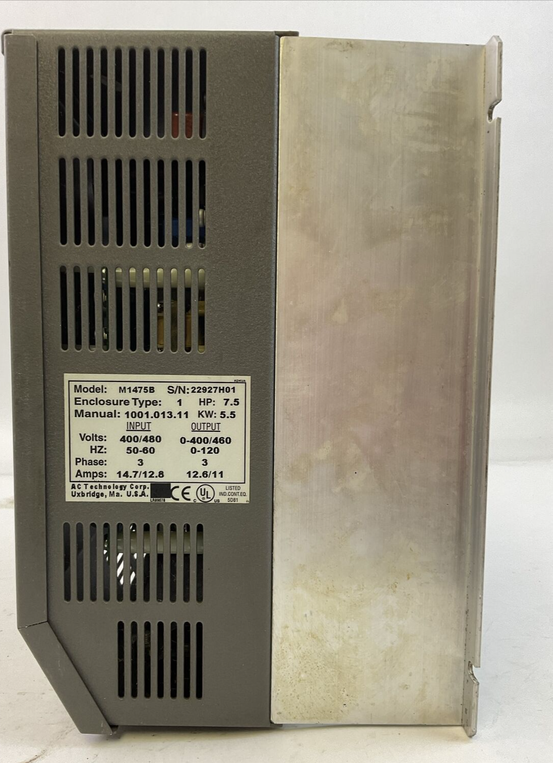 AC TECH MC SERIES M1475B INTELLIGENT DRIVE OUTPUT 0-400/460V 3PH 12.6/11A 7.5HP4