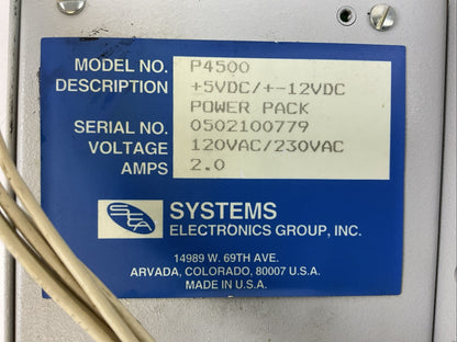 SYSTEMS P4500 +5VDC/+-12VDC POWER PACK 120/230VAC 2.0AMPS1