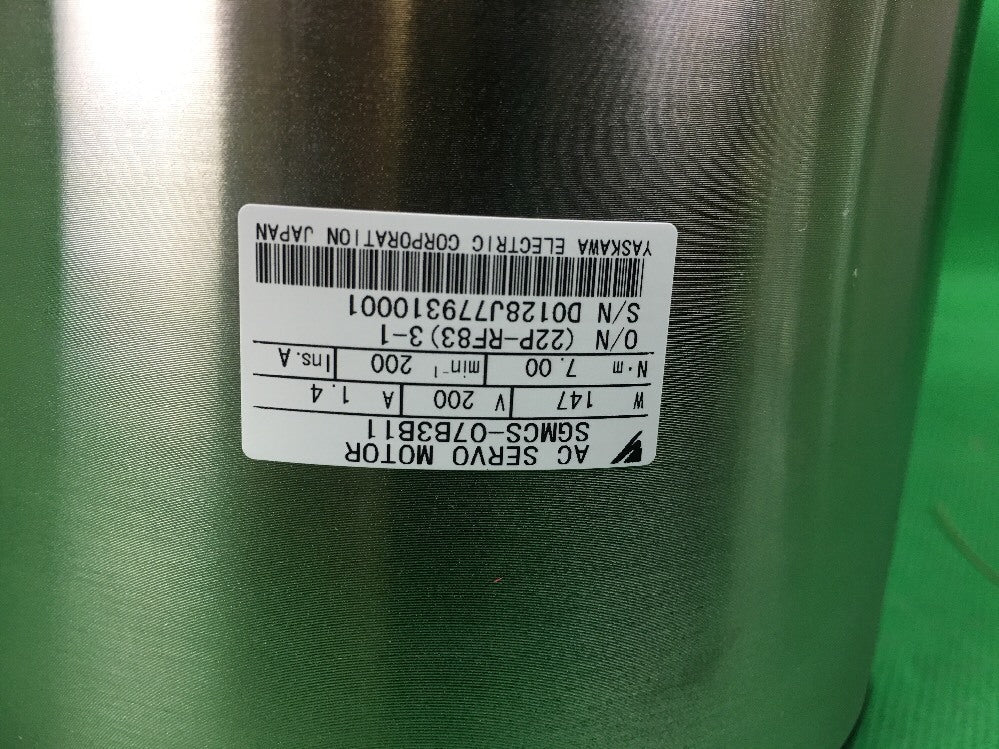YASKAWA SGMCS-07B3B11 AC SERVO MOTOR INDEXING TURNTABLE HEAD 147W 200V 1.4A1