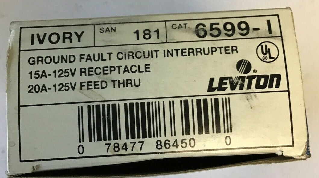 LEVITON 6599-I GROUND FAULT CIRCUIT INTERRUPTER IVORY 20A 125V ***LOTOF3***1