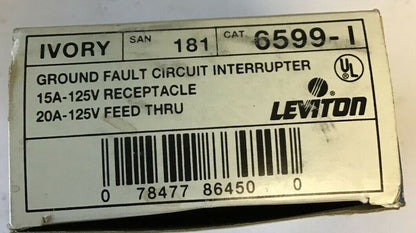 LEVITON 6599-I GROUND FAULT CIRCUIT INTERRUPTER IVORY 20A 125V ***LOTOF3***1