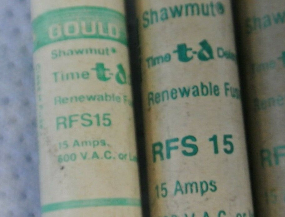 LOT of 5 / GOULD RFS15 RENEWABLE FUSES / 15A / 600V1
