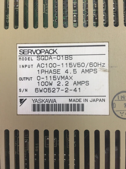 YASKAWA SGDA-01BS SERVOPACK INPUT 100-115VAC 1PH 4.5A OUTPUT 0-115V 100W 2.2AMPS1