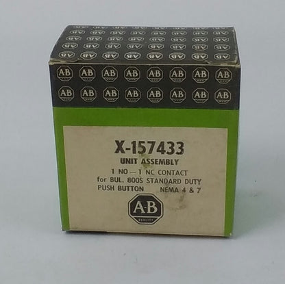ALLEN-BRADLEY X-157433 PUSH BUTTON UNIT ASSEMBLY, 1 NO, 1 NC CONTACT, NEW 0