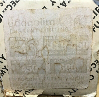 FEDERAL PACIFIC ECONOLIM SCL450 CLASS RK1 FUSE 450A 600V CURRENT LIMITING3