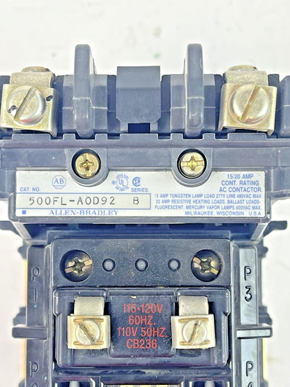 ALLEN BRADLEY - 500FL-AOD92 SER. B- AC LIGHTING CONTACTOR 15/20 AMP, 600 VAC3