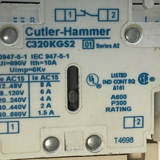 CUTLER HAMMER CONTACTOR CN15DN3 NEMA SIZE 1 SERIES B1 W/ C320KGS2 AUX CONTACT3