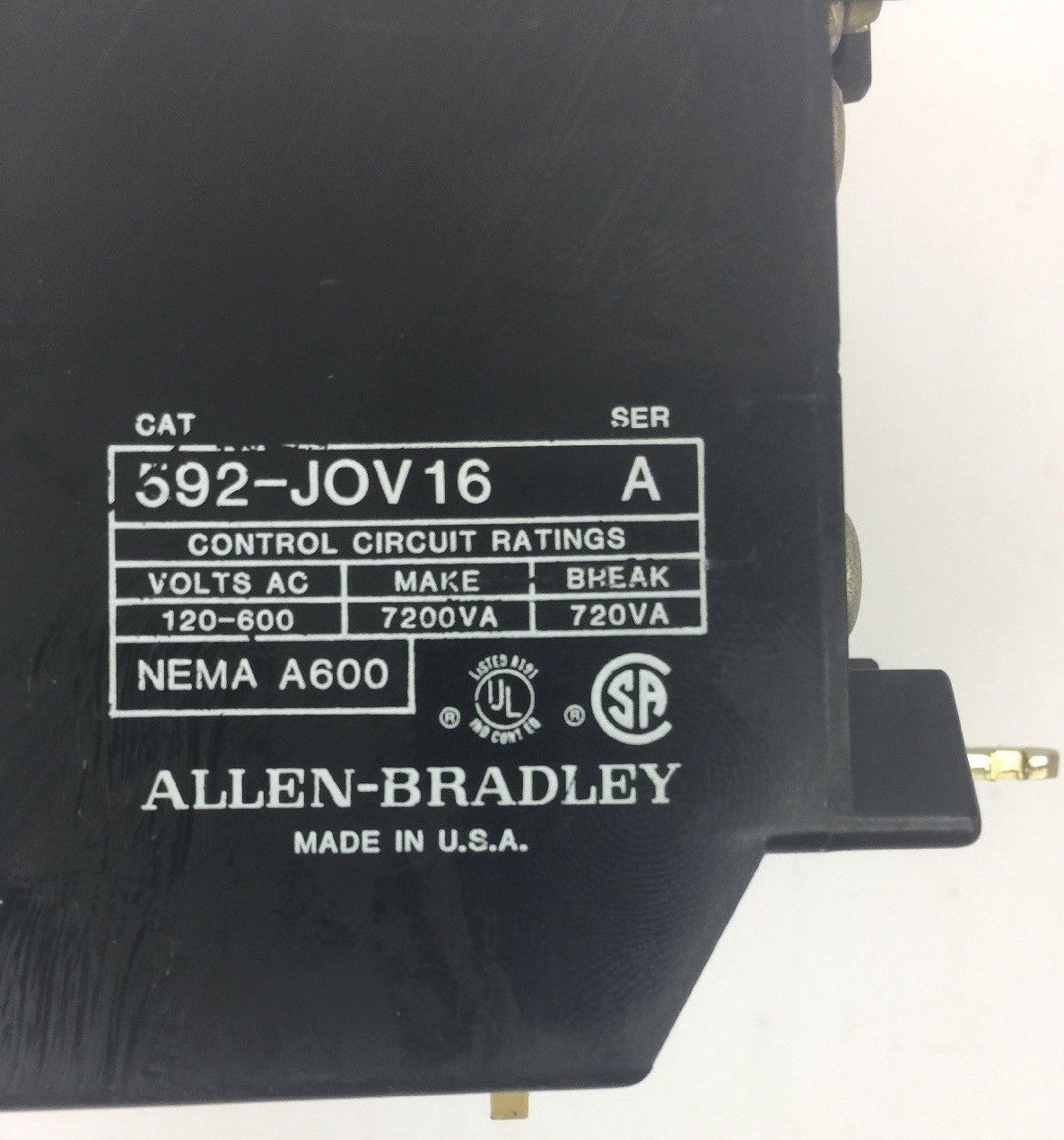 ALLEN BRADELY 592-JOV16 OVERLOAD RELAY SER A 120-600VAC NEMA A6001