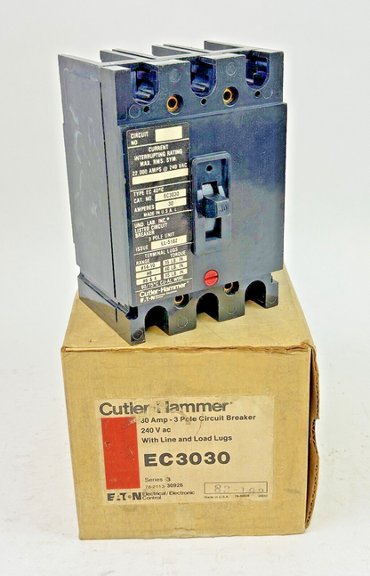 CUTLER-HAMMER / EATON - EC3030 SER. 3 - CIRCUIT BREAKER - 30A/ 240 VAC/ 3 POLE0