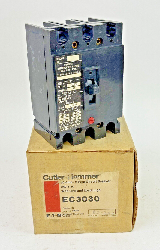 CUTLER-HAMMER / EATON - EC3030 SER. 3 - CIRCUIT BREAKER - 30A/ 240 VAC/ 3 POLE0