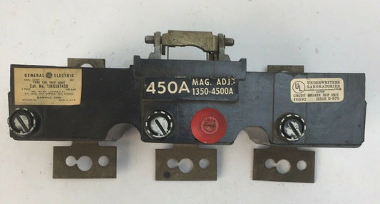 GE TJK636T450 TRIP UNIT 450AMP 3POLE MAG TRIP ADJ 1350-4500A0